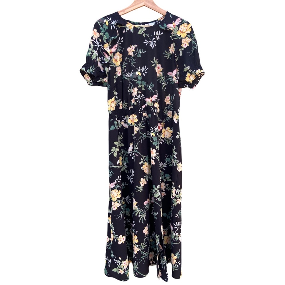🦜H&M Puff Sleeve Tropical Print Maxi Dress🦜